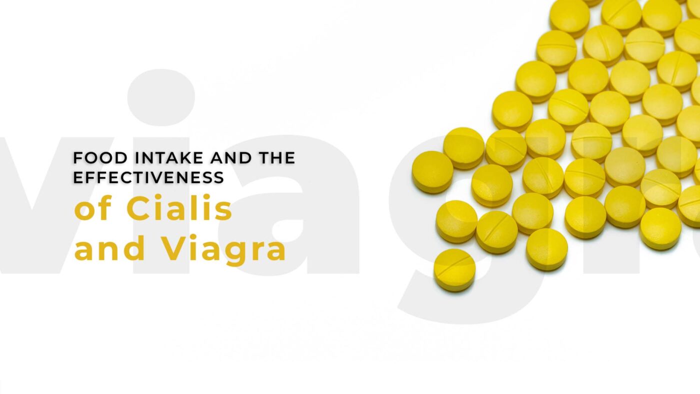 3. Describe the relationship between food intake and the effectiveness of both Cialis and Viagra